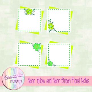 Free neon yellow and neon green floral notes
