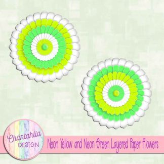 Free neon yellow and neon green layered paper flowers