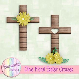 Free olive floral easter crosses