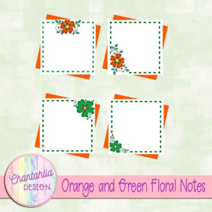 Free orange and green floral notes
