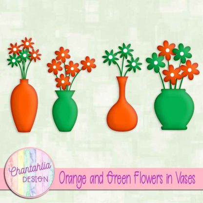 Free orange and green flowers in vases