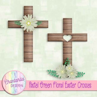 Free pastel green floral easter crosses