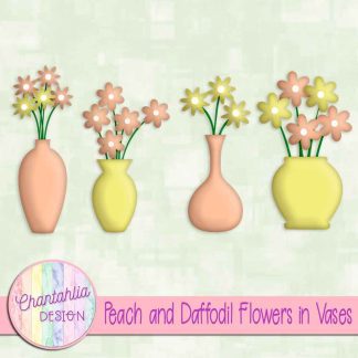 Free peach and daffodil flowers in vases