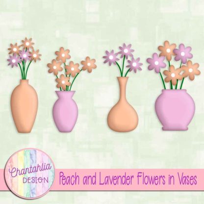 Free peach and lavender flowers in vases