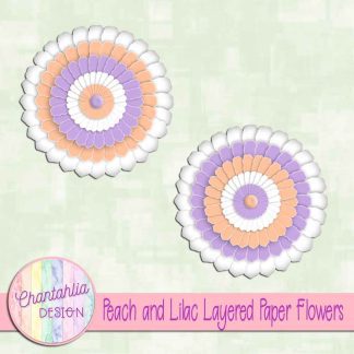 Free peach and lilac layered paper flowers
