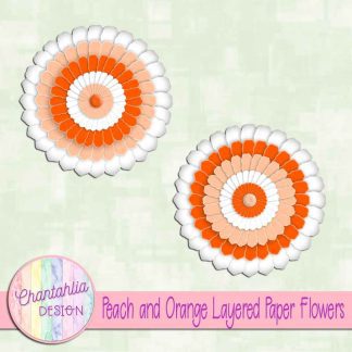 Free peach and orange layered paper flowers