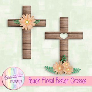 Free peach floral easter crosses