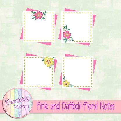 Free pink and daffodil floral notes