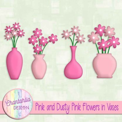 Free pink and dusty pink flowers in vases