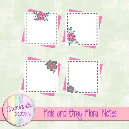 Free pink and grey floral notes