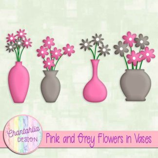 Free pink and grey flowers in vases