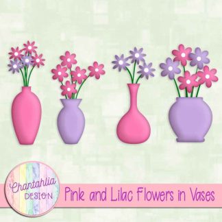 Free pink and lilac flowers in vases