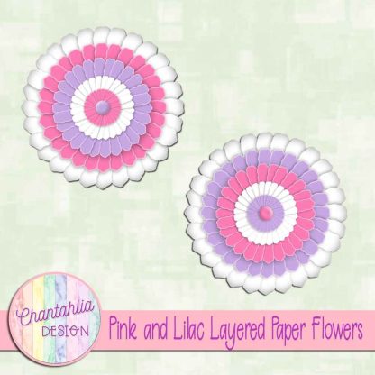 Free pink and lilac layered paper flowers