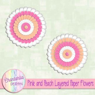 Free pink and peach layered paper flowers