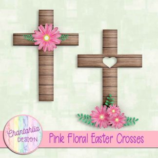 Free pink floral easter crosses