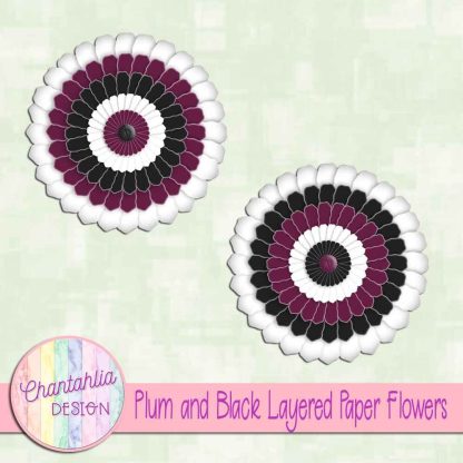 Free plum and black layered paper flowers