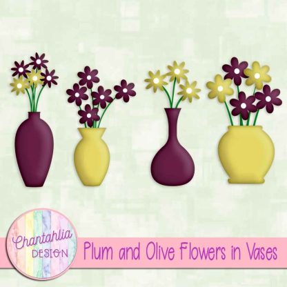 Free plum and olive flowers in vases