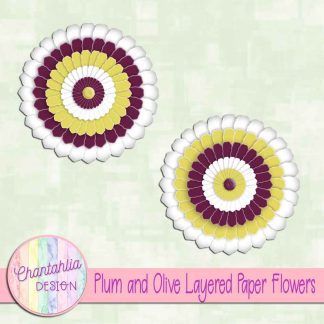 Free plum and olive layered paper flowers