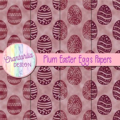 Free plum easter eggs digital papers