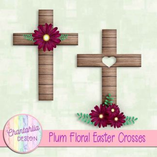 Free plum floral easter crosses