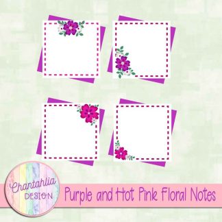 Free purple and hot pink floral notes