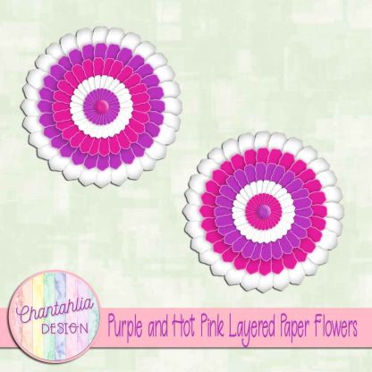 Free purple and hot pink layered paper flowers