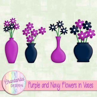Free purple and navy flowers in vases
