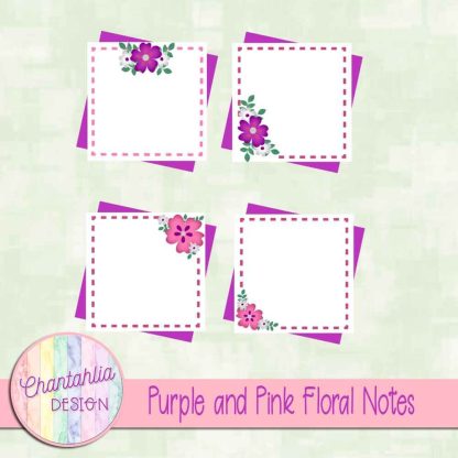 Free purple and pink floral notes