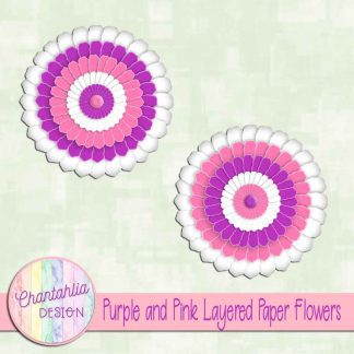 Free purple and pink layered paper flowers