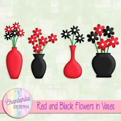 Free red and black flowers in vases