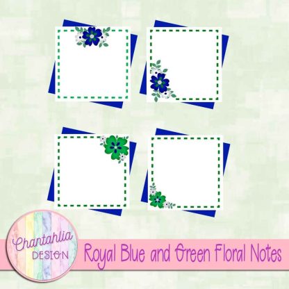 Free royal blue and green floral notes