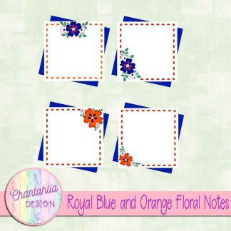 Free royal blue and orange floral notes