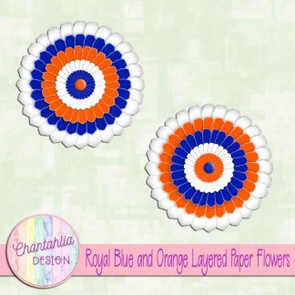 Free royal blue and orange layered paper flowers