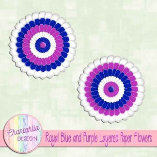 Free royal blue and purple layered paper flowers
