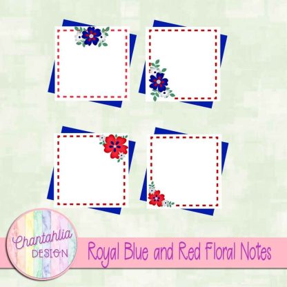 Free royal blue and red floral notes