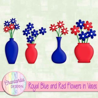 Free royal blue and red flowers in vases