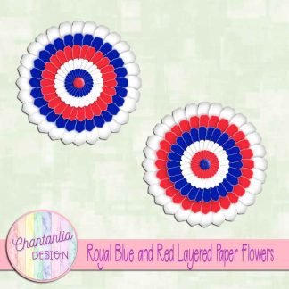 Free royal blue and red layered paper flowers