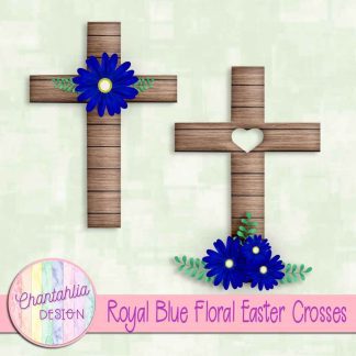 Free royal blue floral easter crosses