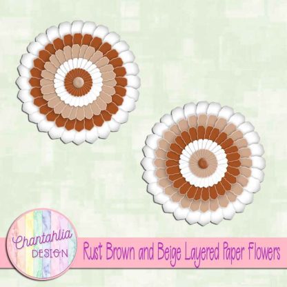 Free rust brown and beige layered paper flowers