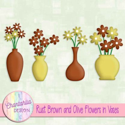 Free rust brown and olive flowers in vases