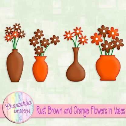 Free rust brown and orange flowers in vases