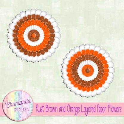 Free rust brown and orange layered paper flowers