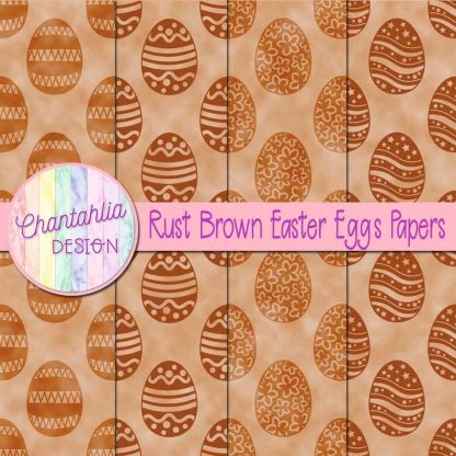 Free rust brown easter eggs digital papers