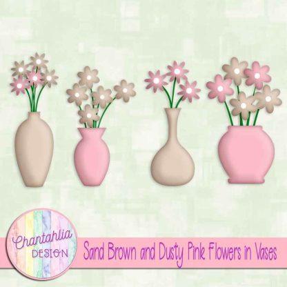 Free sand brown and dusty pink flowers in vases
