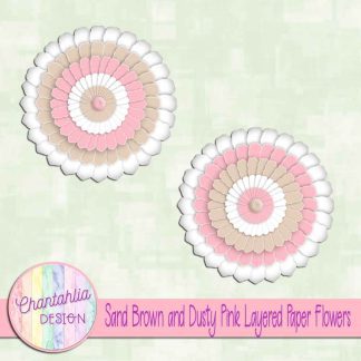 Free sand brown and dusty pink layered paper flowers