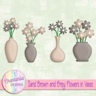 Free sand brown and grey flowers in vases