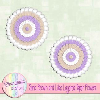 Free sand brown and lilac layered paper flowers
