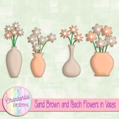 Free sand brown and peach flowers in vases