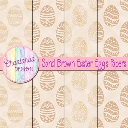 Free sand brown easter eggs digital papers