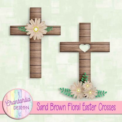 Free sand brown floral easter crosses
